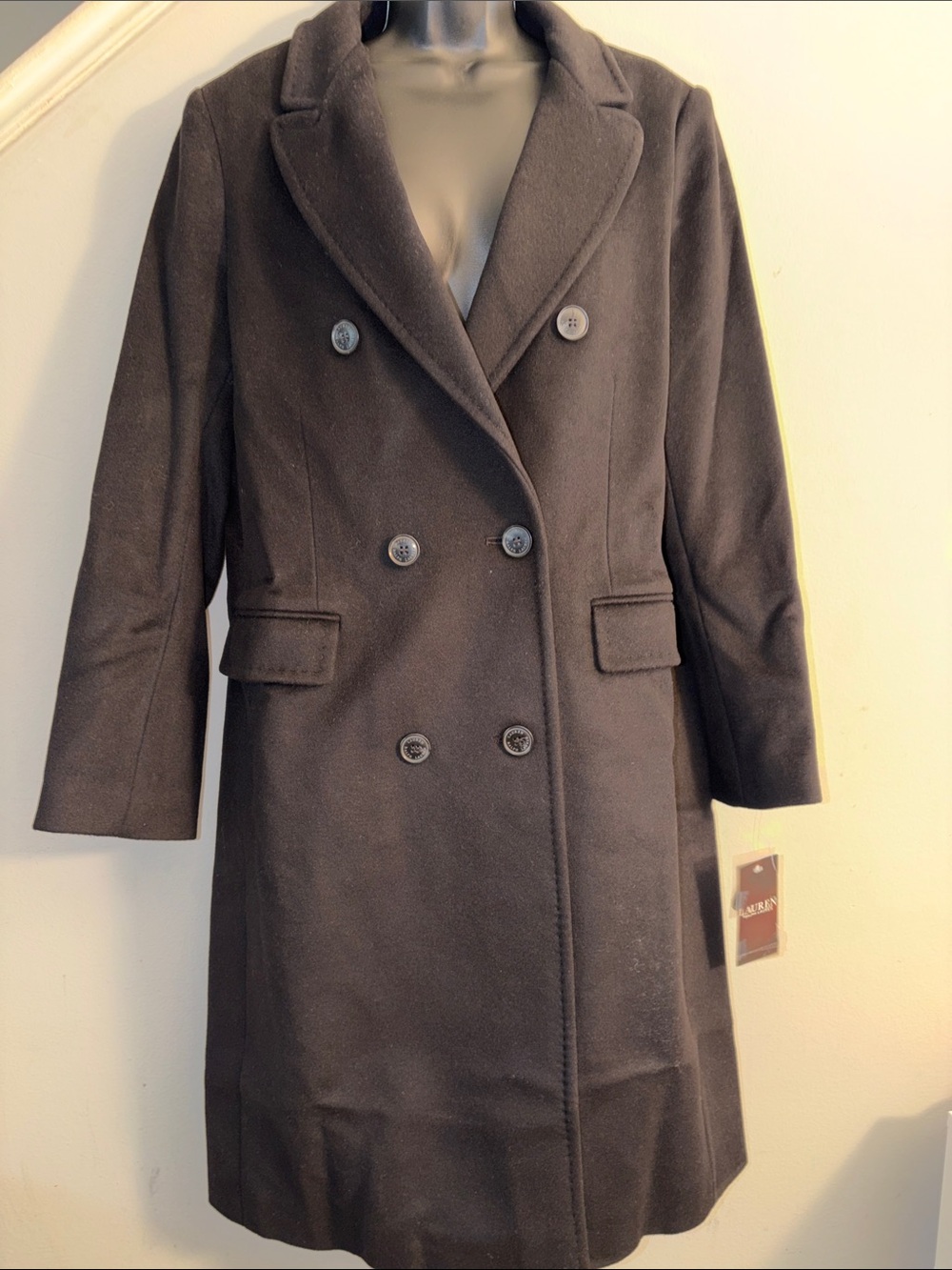 Lauren Ralph Lauren Double-Breasted Pea Coat in Black